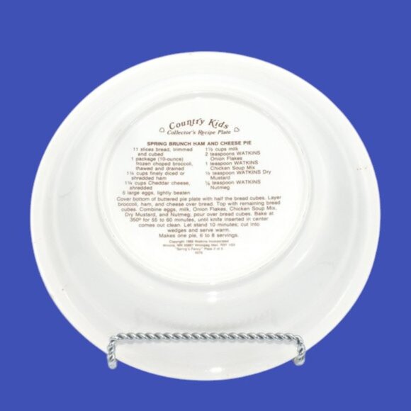 Vintage Watkins Country Kids Deep Dish Pie Plate Spring Brunch Ham & Cheese Pie - Picture 4 of 11